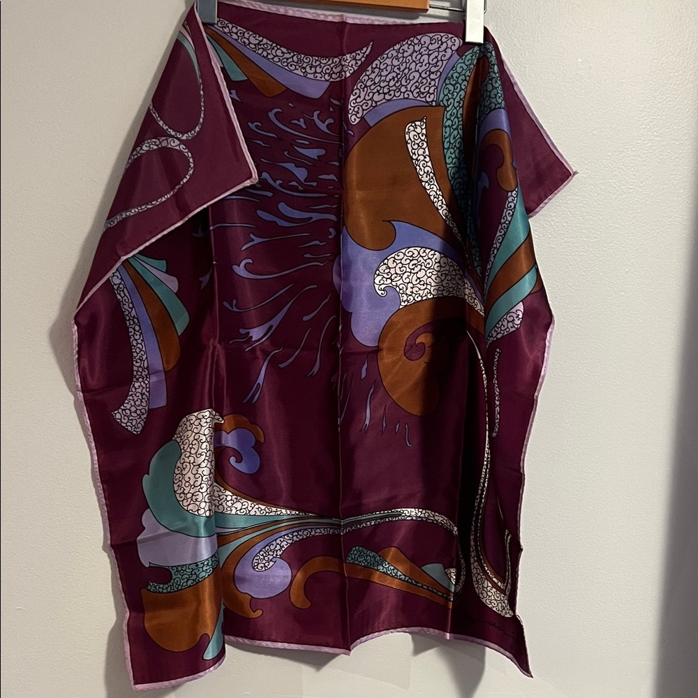 Chic vintage  Print Scarf - Plum, Teal & Rust